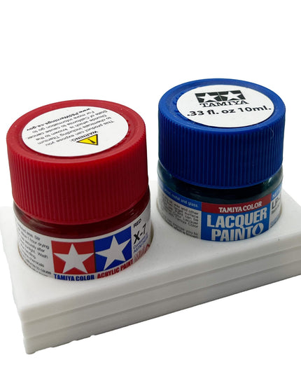 Tamiya 10ml Paint Bottle Holder - Holds 2 Tamiya 10ml Bottles with Anti-Slip Rubber Feet - 3d Printed
