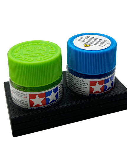 Tamiya 10ml Paint Bottle Holder - Holds 2 Tamiya 10ml Bottles with Anti-Slip Rubber Feet - 3d Printed