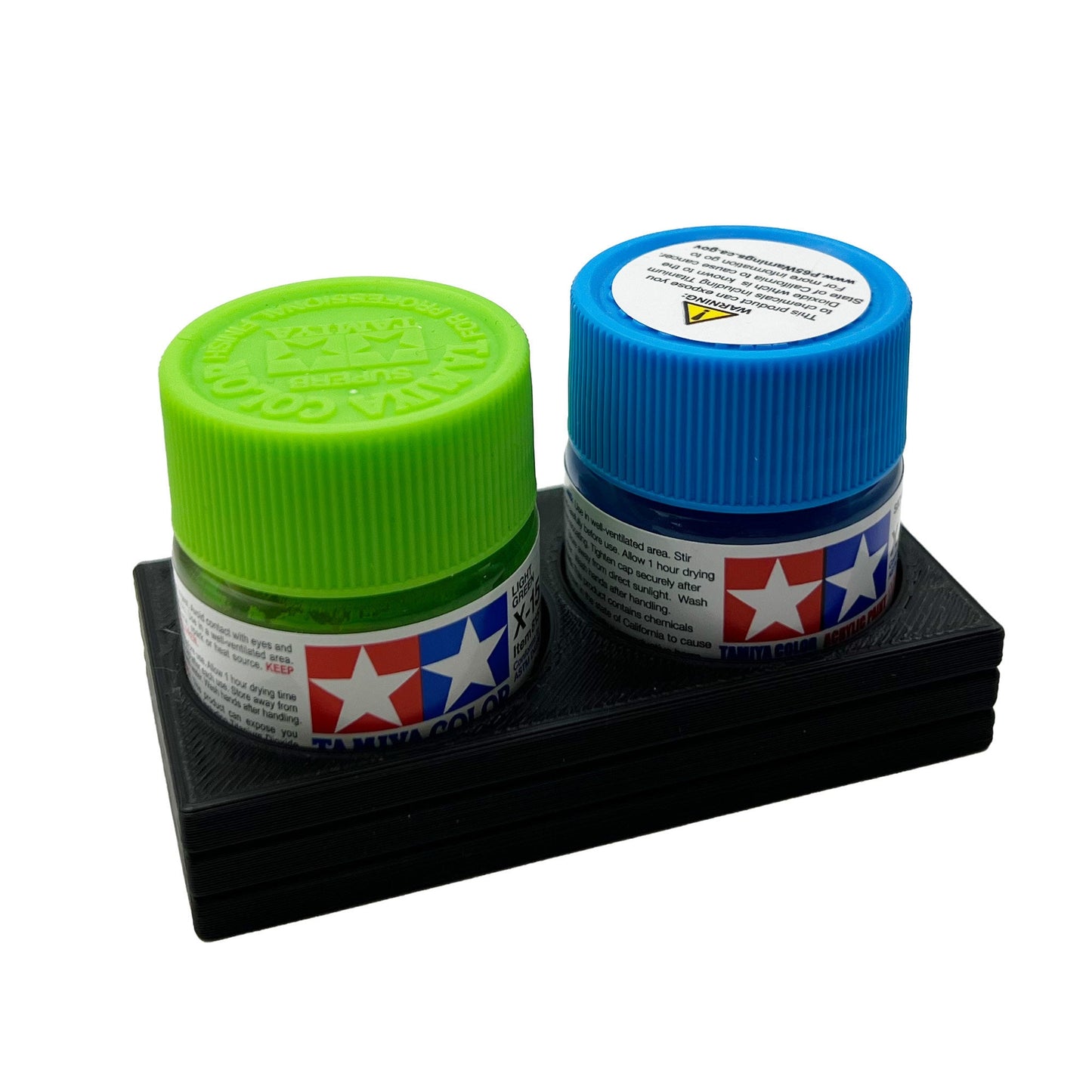 Tamiya 10ml Paint Bottle Holder - Holds 2 Tamiya 10ml Bottles with Anti-Slip Rubber Feet - 3d Printed