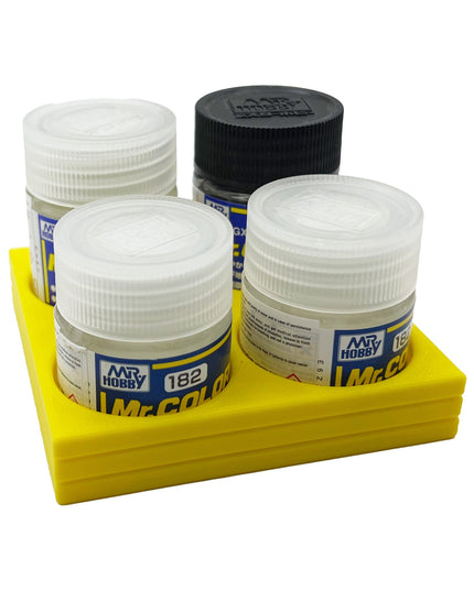 Mr Color 10ml & 18ml Paint Bottle Holder Square - Holds 4 Mr Color 10ml or 18ml Bottles with Anti-Slip Rubber Feet - 3D Printed