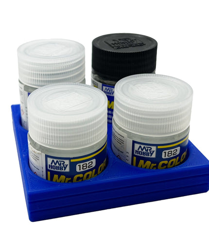Mr Color 10ml & 18ml Paint Bottle Holder Square - Holds 4 Mr Color 10ml or 18ml Bottles with Anti-Slip Rubber Feet - 3D Printed