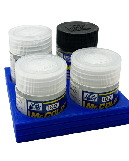 Mr Color 10ml & 18ml Paint Bottle Holder Square - Holds 4 Mr Color 10ml or 18ml Bottles with Anti-Slip Rubber Feet - 3D Printed