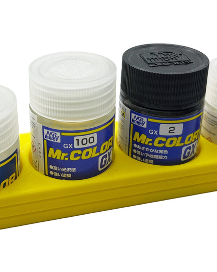 Mr Color 10ml & 18ml Paint Bottle Holder Long - Holds 4 Mr Color 10ml or 18ml Bottles with Anti-Slip Rubber Feet - 3D Printed