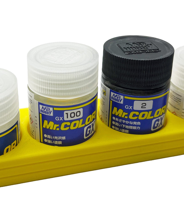 Mr Color 10ml & 18ml Paint Bottle Holder Long - Holds 4 Mr Color 10ml or 18ml Bottles with Anti-Slip Rubber Feet - 3D Printed