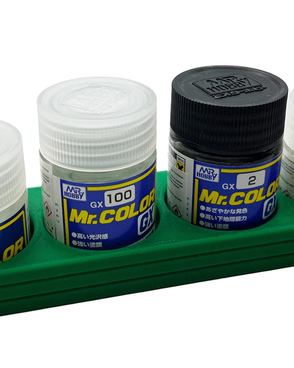 Mr Color 10ml & 18ml Paint Bottle Holder Long - Holds 4 Mr Color 10ml or 18ml Bottles with Anti-Slip Rubber Feet - 3D Printed