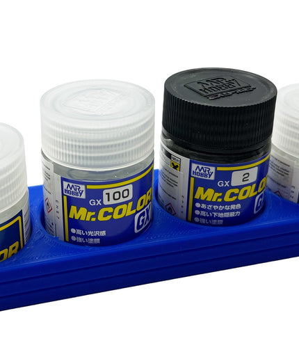 Mr Color 10ml & 18ml Paint Bottle Holder Long - Holds 4 Mr Color 10ml or 18ml Bottles with Anti-Slip Rubber Feet - 3D Printed