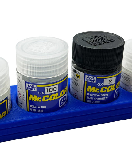 Mr Color 10ml & 18ml Paint Bottle Holder Long - Holds 4 Mr Color 10ml or 18ml Bottles with Anti-Slip Rubber Feet - 3D Printed