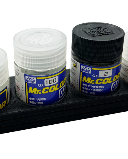 Mr Color 10ml & 18ml Paint Bottle Holder Long - Holds 4 Mr Color 10ml or 18ml Bottles with Anti-Slip Rubber Feet - 3D Printed