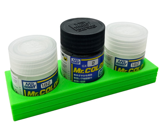 Mr Color 10ml & 18ml Paint Bottle Holder - Holds 3 Mr Color 10ml or 18ml Bottles with Anti-Slip Rubber Feet - 3D Printed