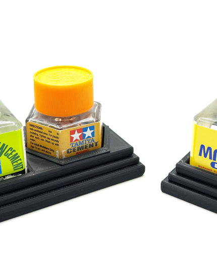 Anti-Tip 3D Printed Tamiya Glue Bottle Holder Square & Hex Style + Single Square 1 Each w/Rubber Feet Tamiya 87038 87012