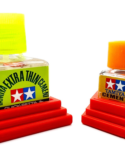 Anti-Tip 3D Printed Tamiya Glue Bottle Holder Square & Hex Style 1 Each w/Rubber Feet Holds 1 Tamiya 42ml Square Bottle - 1 20ml Hex Bottle