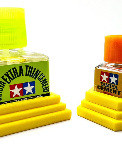 Anti-Tip 3D Printed Tamiya Glue Bottle Holder Square & Hex Style 1 Each w/Rubber Feet Holds 1 Tamiya 42ml Square Bottle - 1 20ml Hex Bottle