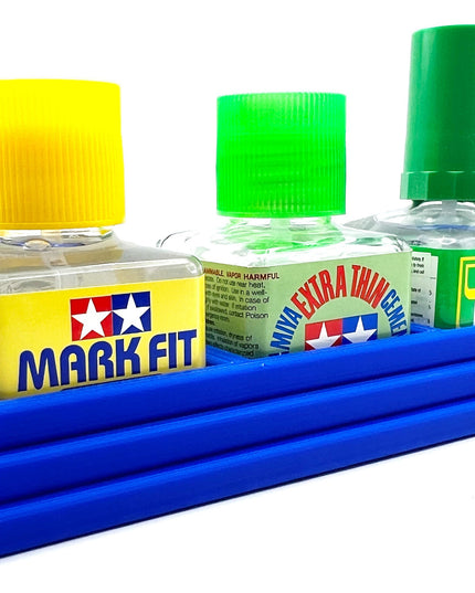 Anti-Tip 3D Printed Triple Tamiya and Mr Hobby Glue Square Bottle Holder with Rubber Feet Tamiya 87038 87182 Mr Cement