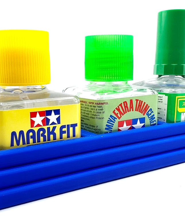 Anti-Tip 3D Printed Triple Tamiya and Mr Hobby Glue Square Bottle Holder with Rubber Feet Tamiya 87038 87182 Mr Cement