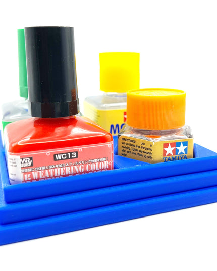 Anti-Tip 3D Printed Quad Tamiya Square / Hex and Mr Hobby Glue Square Bottle Holder with Rubber Feet Tamiya 87012 Mr Cement