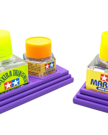 Anti-Tip 3D Printed Tamiya Glue Bottle Holder Square & Hex Style + Single Square 1 Each w/Rubber Feet Tamiya 87038 87012