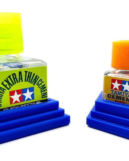 Anti-Tip 3D Printed Tamiya Glue Bottle Holder Square & Hex Style 1 Each w/Rubber Feet Holds 1 Tamiya 42ml Square Bottle - 1 20ml Hex Bottle