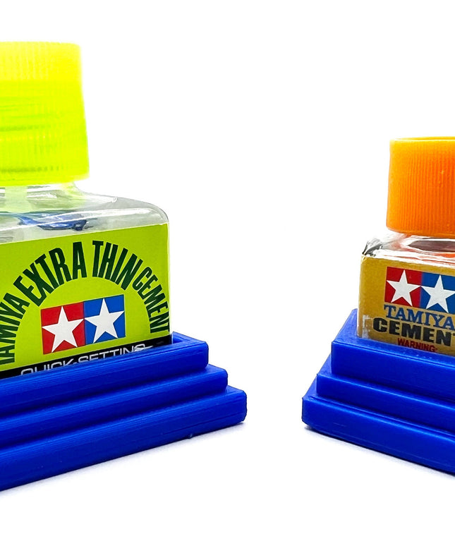Anti-Tip 3D Printed Tamiya Glue Bottle Holder Square & Hex Style 1 Each w/Rubber Feet Holds 1 Tamiya 42ml Square Bottle - 1 20ml Hex Bottle