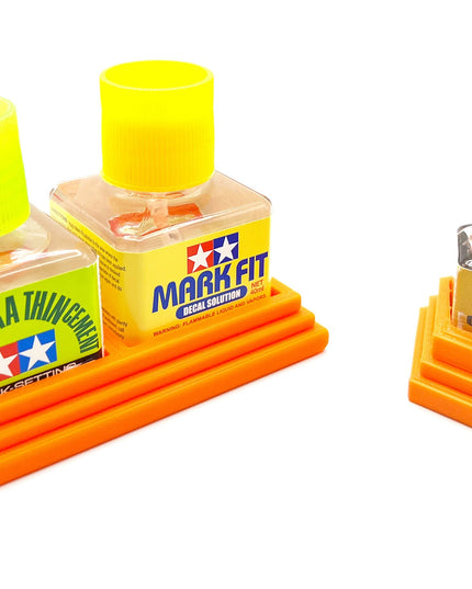 Anti-Tip 3D Printed Tamiya Glue Bottle Holder Dual Square & Hex Style 1 Each w/Rubber Feet Holds 2 Tamiya 42ml Square and 1 20ml Hex Bottle