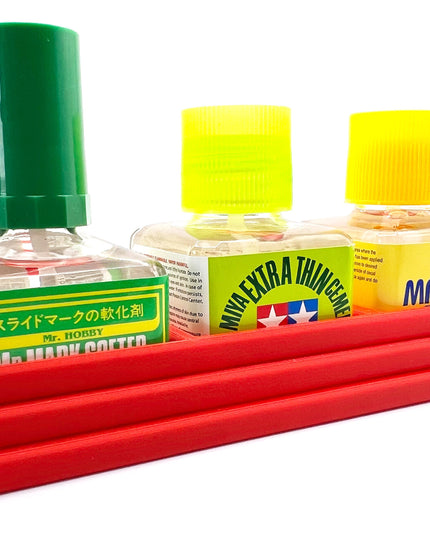Anti-Tip 3D Printed Triple Tamiya and Mr Hobby Glue Square Bottle Holder with Rubber Feet Tamiya 87038 87182 Mr Cement
