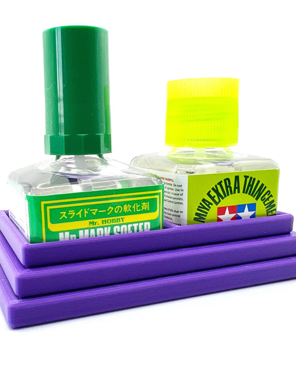 Anti-Tip 3D Printed Double Tamiya and Mr Hobby Glue Square Bottle Holder with Rubber Feet Tamiya 87038 87182 Mr Cement