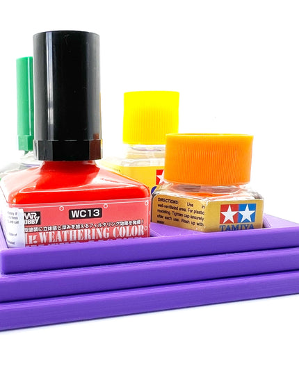 Anti-Tip 3D Printed Quad Tamiya Square / Hex and Mr Hobby Glue Square Bottle Holder with Rubber Feet Tamiya 87012 Mr Cement