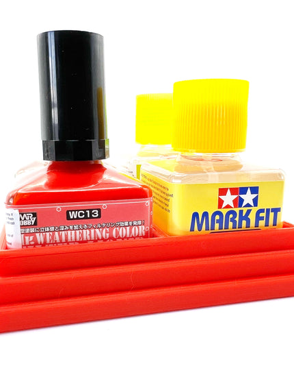 Anti-Tip 3D Printed Quad Tamiya and Mr Hobby Glue Square Bottle Holder with Rubber Feet Tamiya 87038 87182 Mr Cement