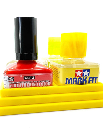 Anti-Tip 3D Printed Quad Tamiya and Mr Hobby Glue Square Bottle Holder with Rubber Feet Tamiya 87038 87182 Mr Cement