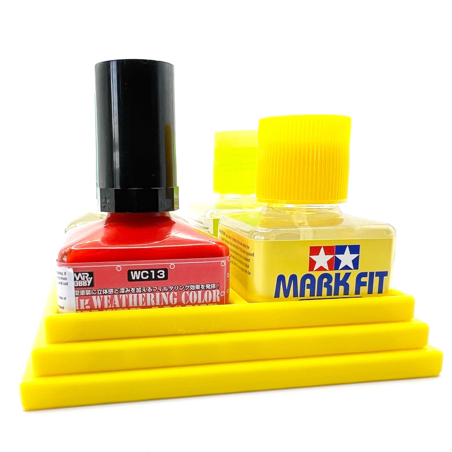 Anti-Tip 3D Printed Quad Tamiya and Mr Hobby Glue Square Bottle Holder with Rubber Feet Tamiya 87038 87182 Mr Cement