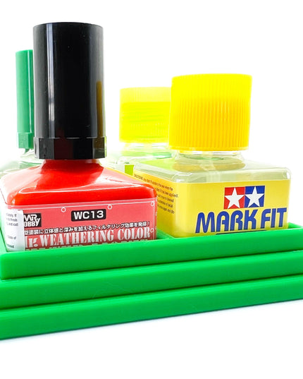 Anti-Tip 3D Printed Quad Tamiya and Mr Hobby Glue Square Bottle Holder with Rubber Feet Tamiya 87038 87182 Mr Cement