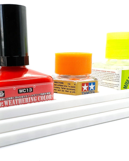 Anti-Tip 3D Printed Triple Tamiya Square / Hex and Mr Hobby Glue Square Bottle Holder with Rubber Feet Tamiya 87012 Mr Cement