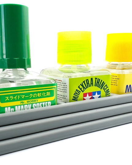 Anti-Tip 3D Printed Triple Tamiya and Mr Hobby Glue Square Bottle Holder with Rubber Feet Tamiya 87038 87182 Mr Cement