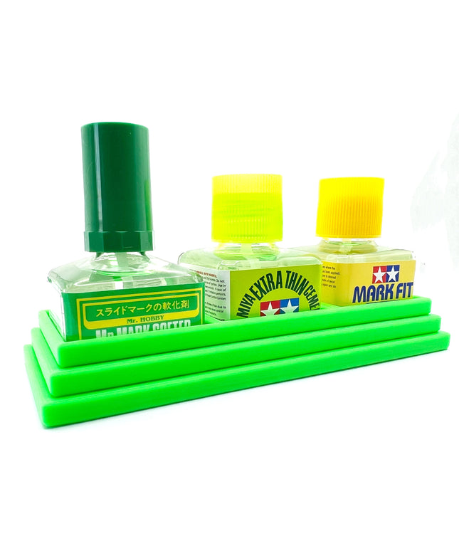Anti-Tip 3D Printed Triple Tamiya and Mr Hobby Glue Square Bottle Holder with Rubber Feet Tamiya 87038 87182 Mr Cement