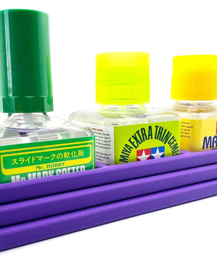 Anti-Tip 3D Printed Triple Tamiya and Mr Hobby Glue Square Bottle Holder with Rubber Feet Tamiya 87038 87182 Mr Cement