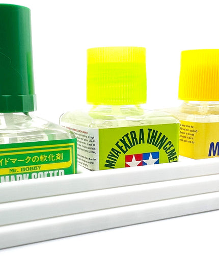 Anti-Tip 3D Printed Triple Tamiya and Mr Hobby Glue Square Bottle Holder with Rubber Feet Tamiya 87038 87182 Mr Cement