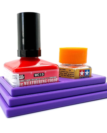 Anti-Tip 3D Printed Double Tamiya Hex and Mr Hobby Glue Square Bottle Holder with Rubber Feet Tamiya 87012 Mr Cement