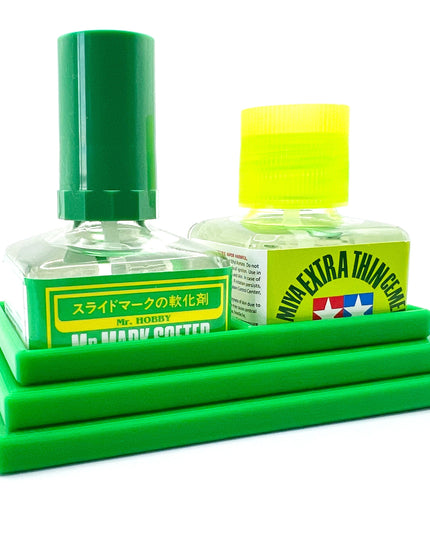 Anti-Tip 3D Printed Double Tamiya and Mr Hobby Glue Square Bottle Holder with Rubber Feet Tamiya 87038 87182 Mr Cement