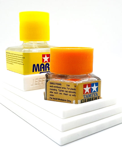 Anti-Tip 3D Printed Tamiya Glue Bottle Holder Stepped Square and Hex with Rubber Feet Tamiya 87038 87012