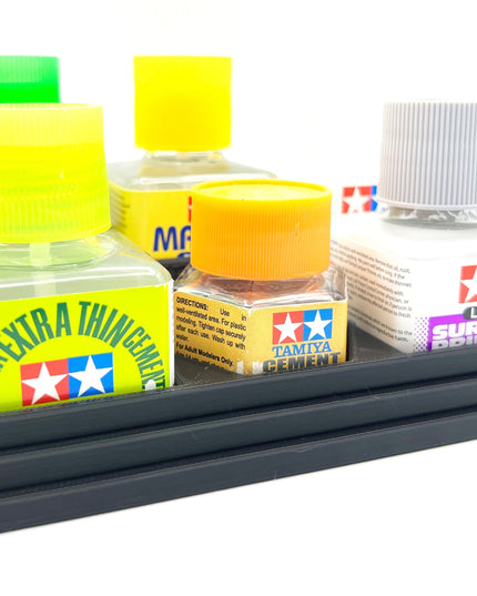 Anti-Tip 3D Printed Tamiya Glue Bottle Holder Stepped 5 Square & Hex with Rubber Feet Tamiya 87038 87012