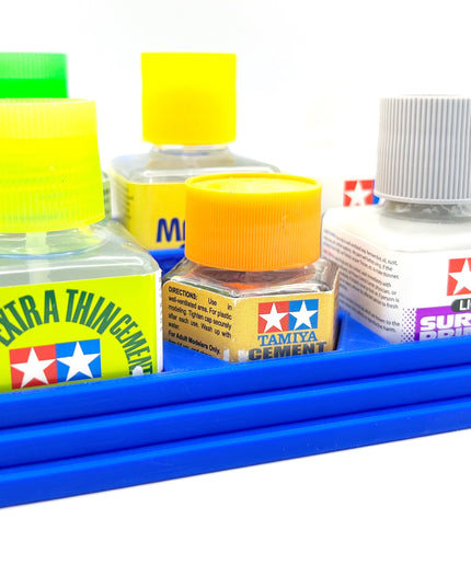 Anti-Tip 3D Printed Tamiya Glue Bottle Holder Stepped 5 Square & Hex with Rubber Feet Tamiya 87038 87012