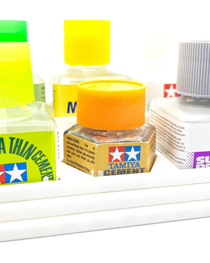 Anti-Tip 3D Printed Tamiya Glue Bottle Holder Stepped 5 Square & Hex with Rubber Feet Tamiya 87038 87012