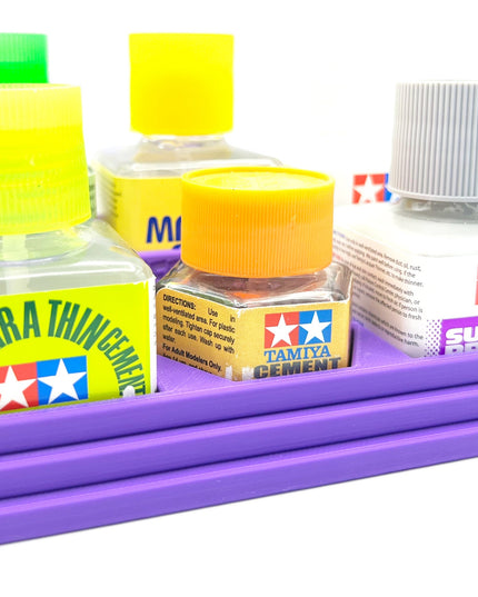 Anti-Tip 3D Printed Tamiya Glue Bottle Holder Stepped 5 Square & Hex with Rubber Feet Tamiya 87038 87012