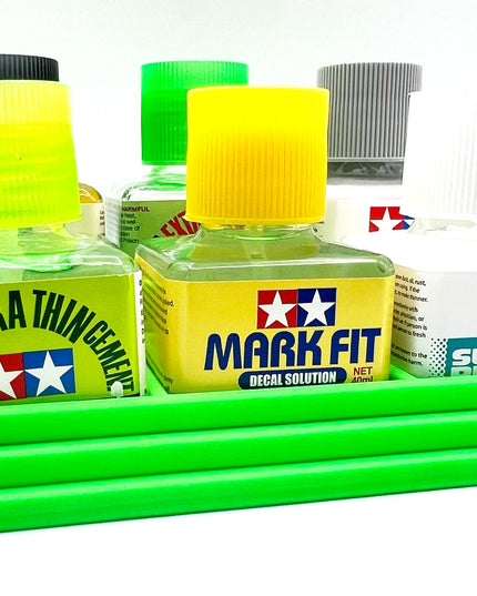 Anti-Tip 3D Printed Tamiya Glue Bottle Holder Stepped 6 Square with Rubber Feet Tamiya 87038 87182