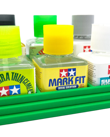 Anti-Tip 3D Printed Tamiya Glue Bottle Holder Stepped 6 Square with Rubber Feet Tamiya 87038 87182