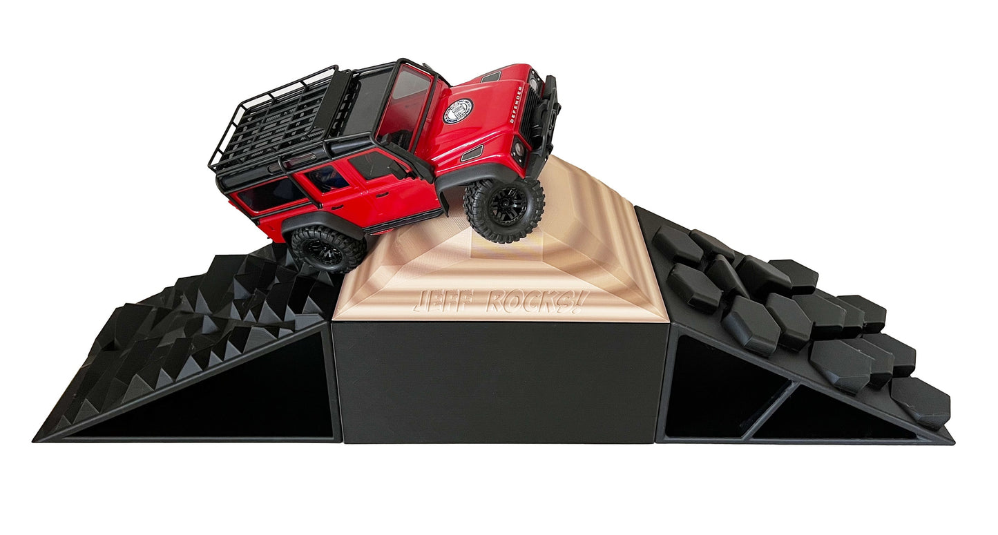 1/16- 1/18th Realistic Sedimentary Rock Display & Compatible w/Traxxas TQi Radio - Crawler - 2 Ramp Set / Base - Customizable