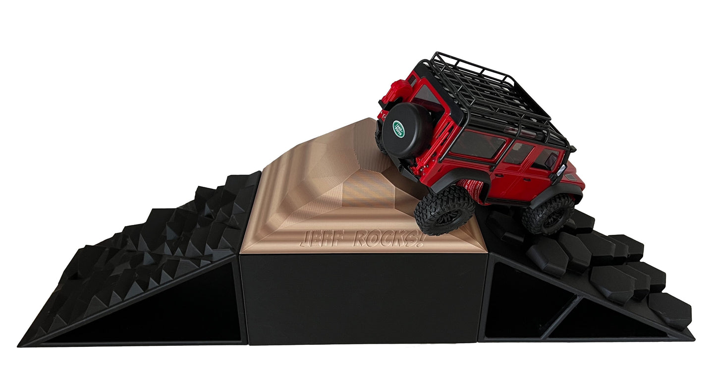 1/16- 1/18th Realistic Sedimentary Rock Display & Compatible w/Traxxas TQi Radio - Crawler - 2 Ramp Set / Base - Customizable