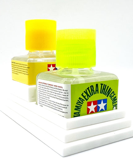 Anti-Tip 3D Printed Double Tamiya Glue Stepped Double Square Bottle Holder with Rubber Feet Tamiya 87038 87182