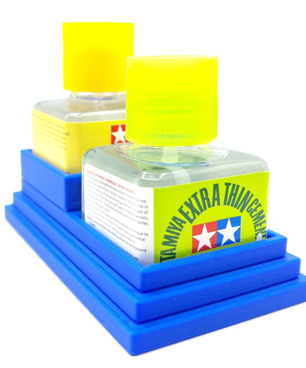 Anti-Tip 3D Printed Double Tamiya Glue Stepped Double Square Bottle Holder with Rubber Feet Tamiya 87038 87182