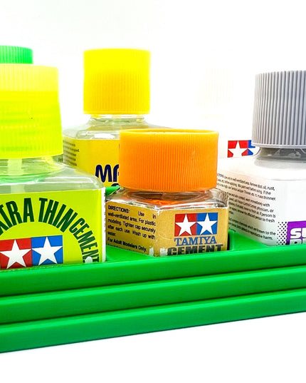Anti-Tip 3D Printed Tamiya Glue Bottle Holder Stepped 5 Square & Hex with Rubber Feet Tamiya 87038 87012