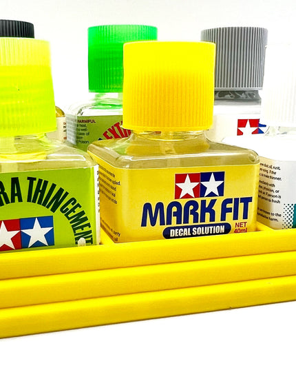 Anti-Tip 3D Printed Tamiya Glue Bottle Holder Stepped 6 Square with Rubber Feet Tamiya 87038 87182
